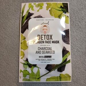 BioMiracle‎ Naturals Detox Collagen Face Mask Charcoal Seaweed 20g Sheet New